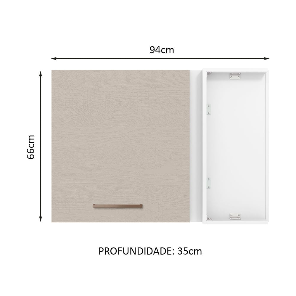 Armário Aéreo de Canto 1 Porta Branco/Crema Agata Madesa - Branco/Crema