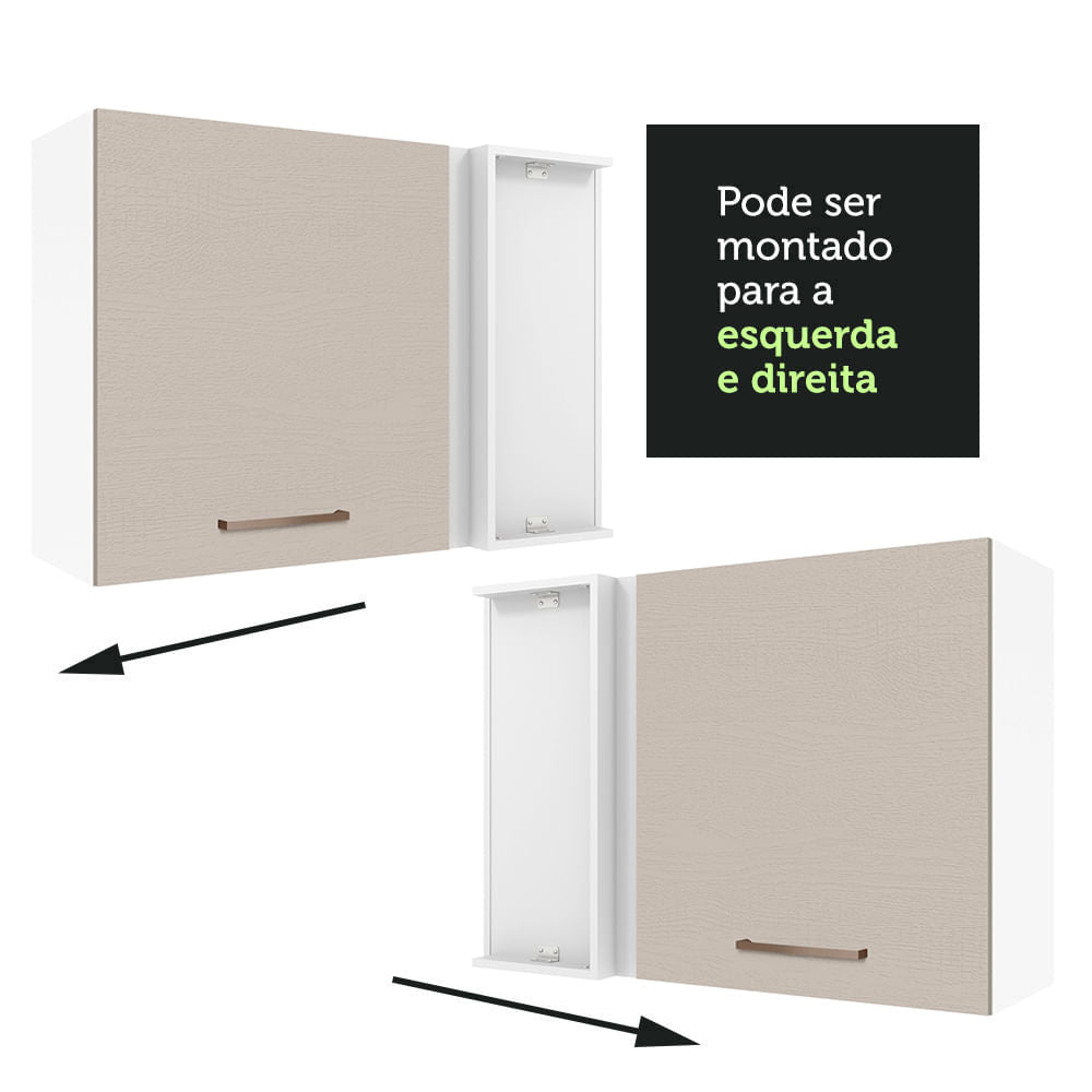Armário Aéreo de Canto 1 Porta Branco/Crema Agata Madesa