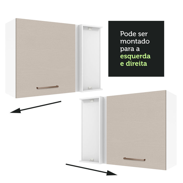 Armário Aéreo de Canto 1 Porta Branco/Crema Agata Madesa