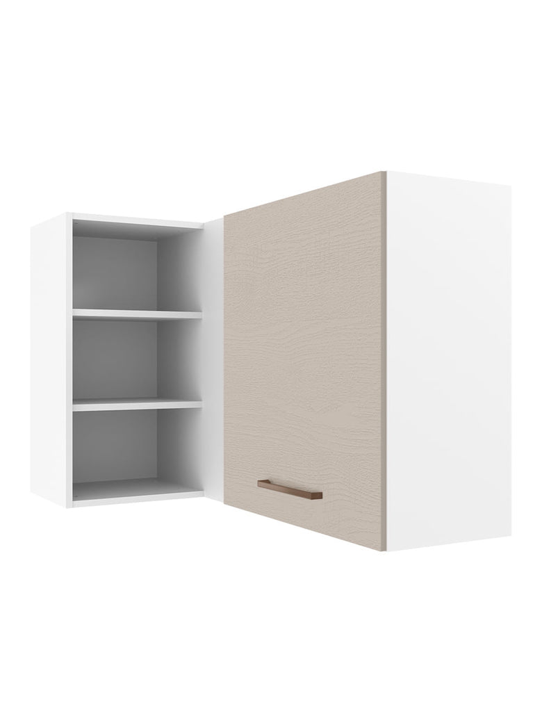 Armário Aéreo de Canto 1 Porta para linha de 60 cm de profundidade Branco/Crema Agata Madesa