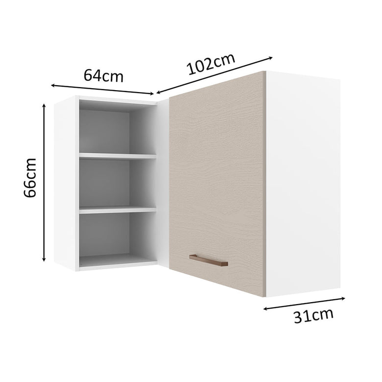 Armário Aéreo de Canto 1 Porta para linha de 60 cm de profundidade Branco/Crema Agata Madesa