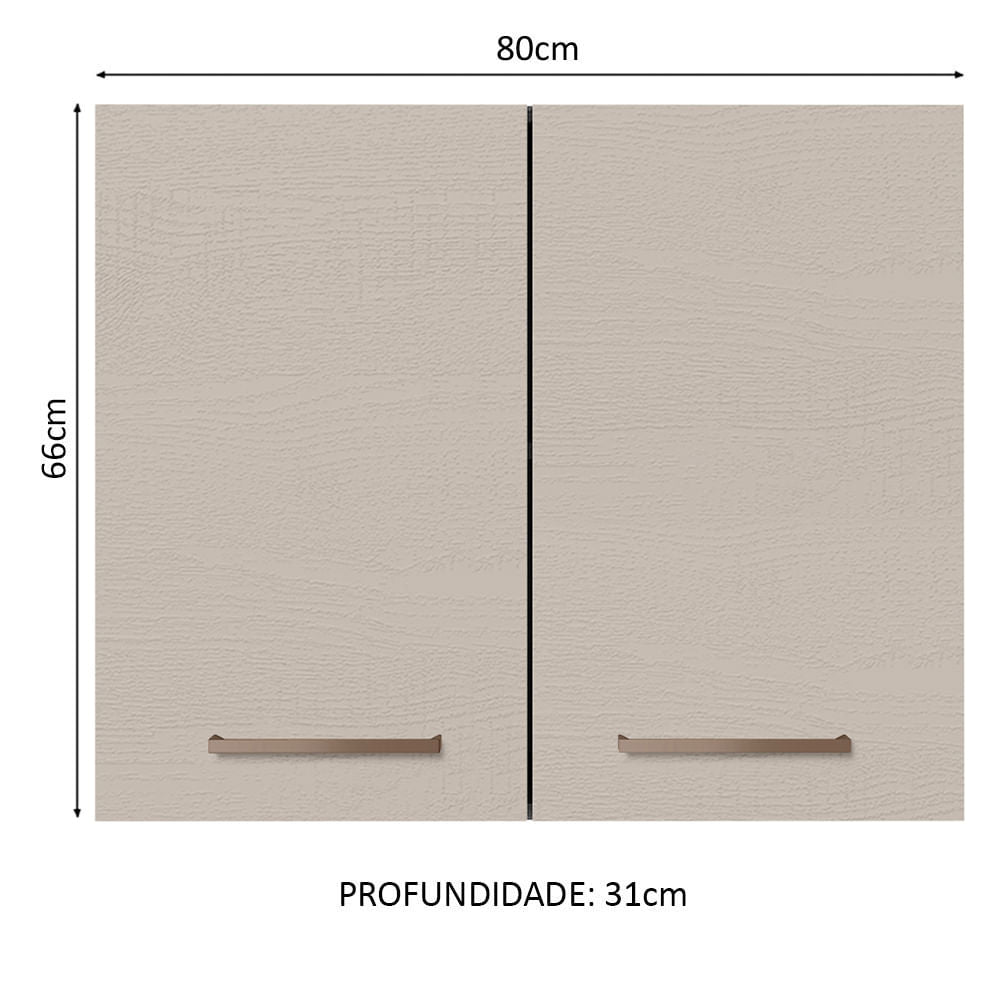 Armário Aéreo 80 cm 2 Portas Branco/Crema Agata Madesa - Branco/Crema