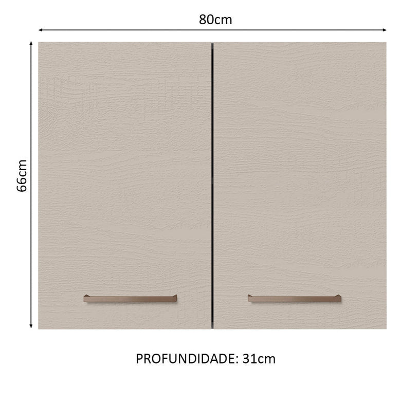 Armário Aéreo 80 cm 2 Portas Branco/Crema Agata Madesa