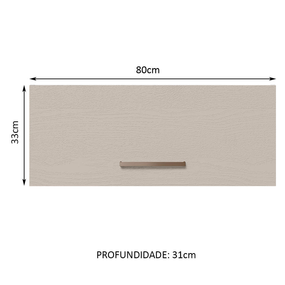 Armário Aéreo 80 cm 1 Porta Basculante Branco/Crema Agata Madesa - Branco/Crema