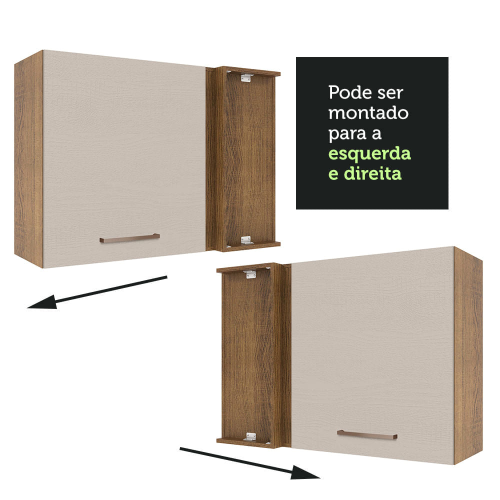 Armário Aéreo de Canto 1 Porta Rustic/Crema Agata Madesa