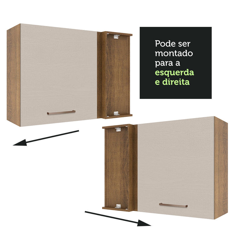 Armário Aéreo de Canto 1 Porta Rustic/Crema Agata Madesa