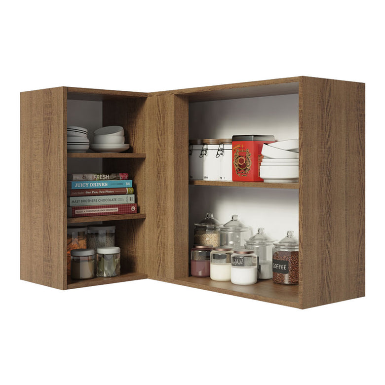 Armário Aéreo de Canto 1 Porta para linha de 60 cm de profundidade Rustic/Crema Agata Madesa