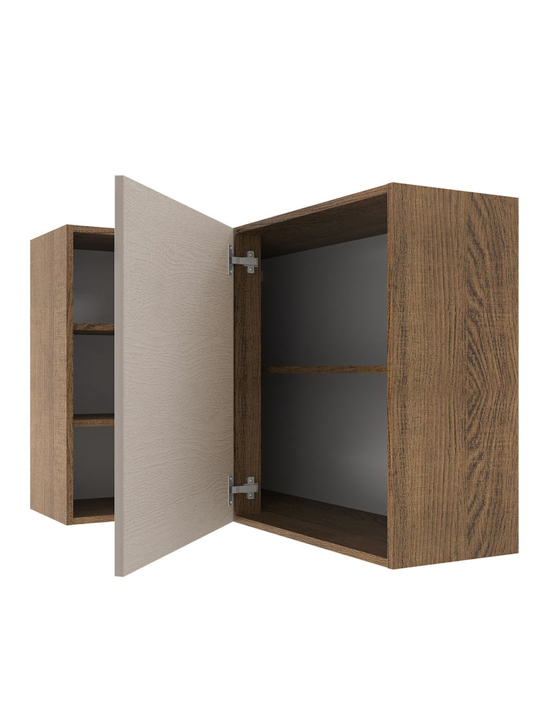 Armário Aéreo de Canto 1 Porta para linha de 60 cm de profundidade Rustic/Crema Agata Madesa