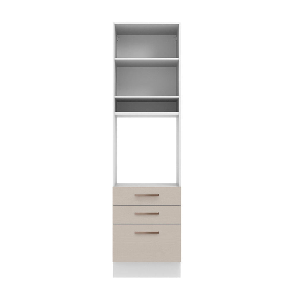 Torre Quente 60 cm 1 Porta 3 Gavetas Branco/Crema Agata Madesa
