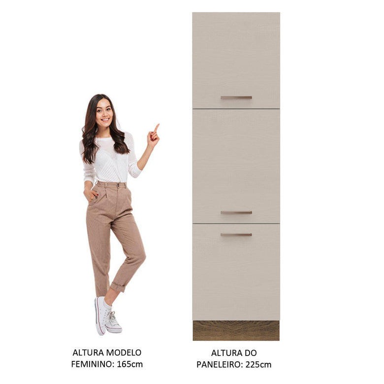 Paneleiro 60 cm 3 Portas Rustic/Crema Agata Madesa