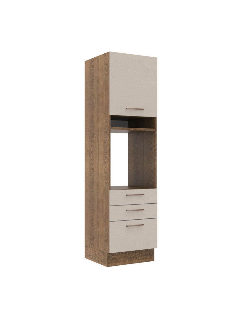 Torre Quente 60 cm 1 Porta 3 Gavetas Rustic/Crema Agata Madesa