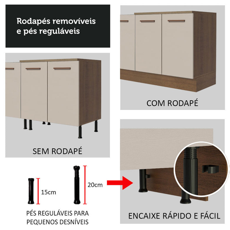 Balcão Gabinete de Pia 2 Portas Rustic/Crema Agata Madesa