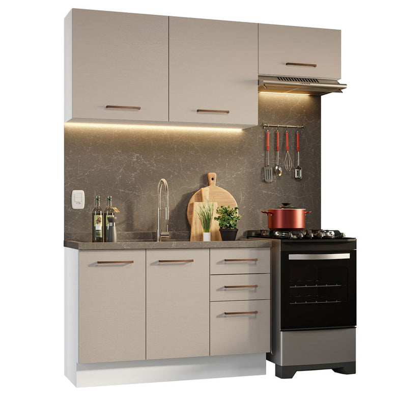 Armário de Cozinha Compacta 180cm Branco/Crema Agata Madesa 09