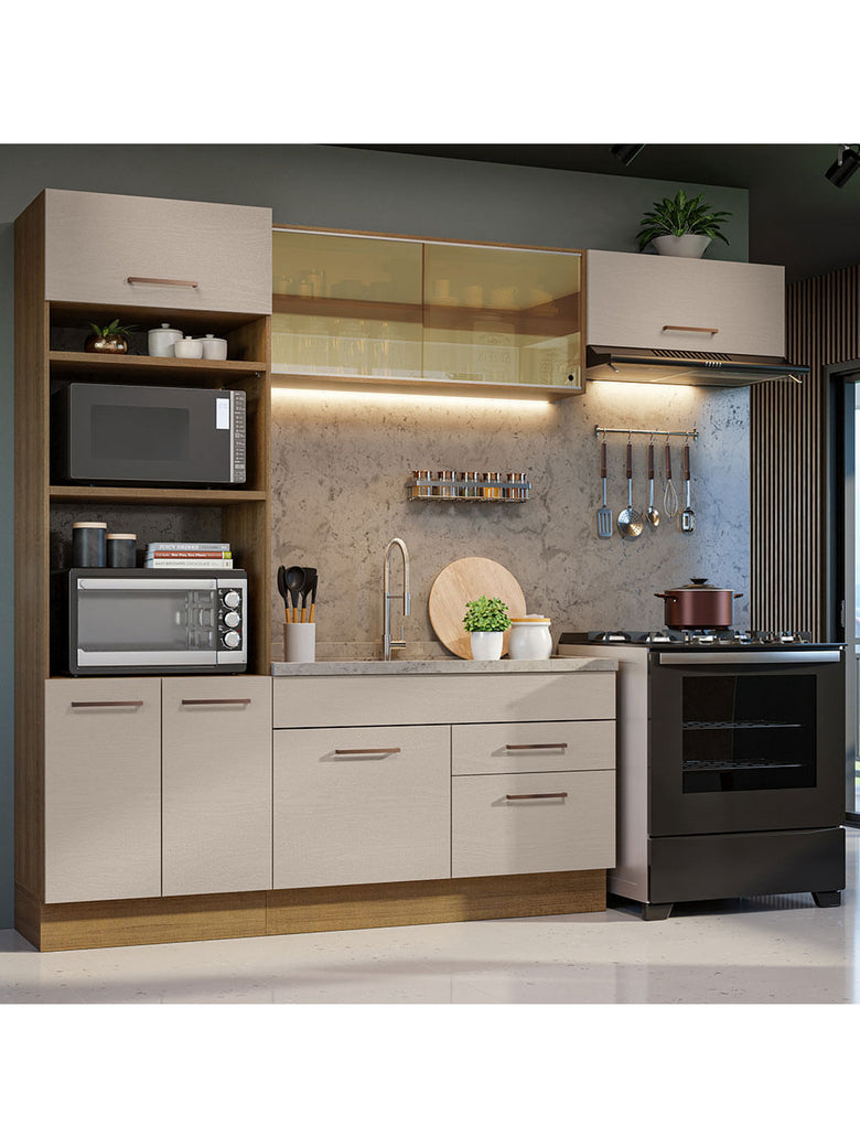 Armário de Cozinha Completa 270cm Rustic/Crema Agata Madesa 04