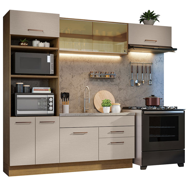 Armário de Cozinha Completa 270cm Rustic/Crema Agata Madesa 04