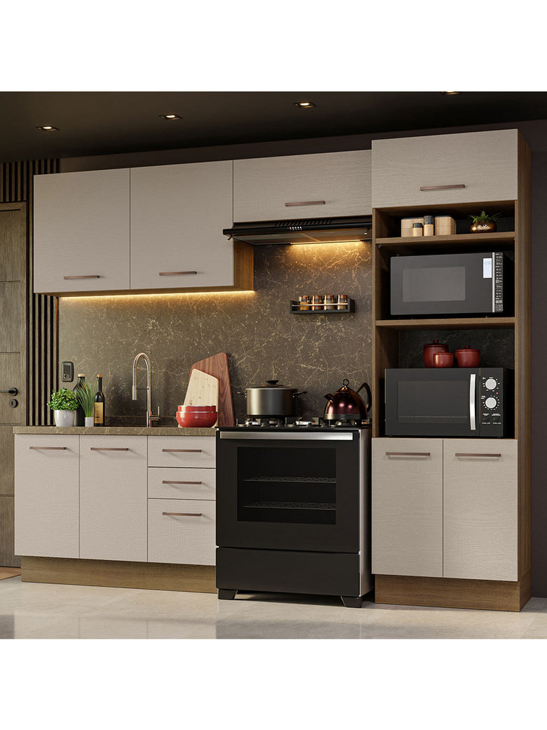 Armário de Cozinha Completa 270cm Rustic/Crema Agata Madesa 08