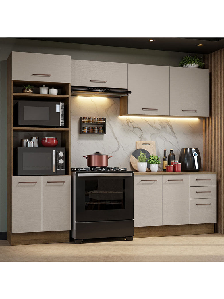 Armário de Cozinha Completa 270cm Rustic/Crema Agata Madesa 07