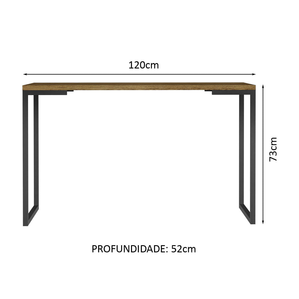 Conjunto Escritório Home Office com Mesa Industrial + Estante Preto/Rustic Madesa