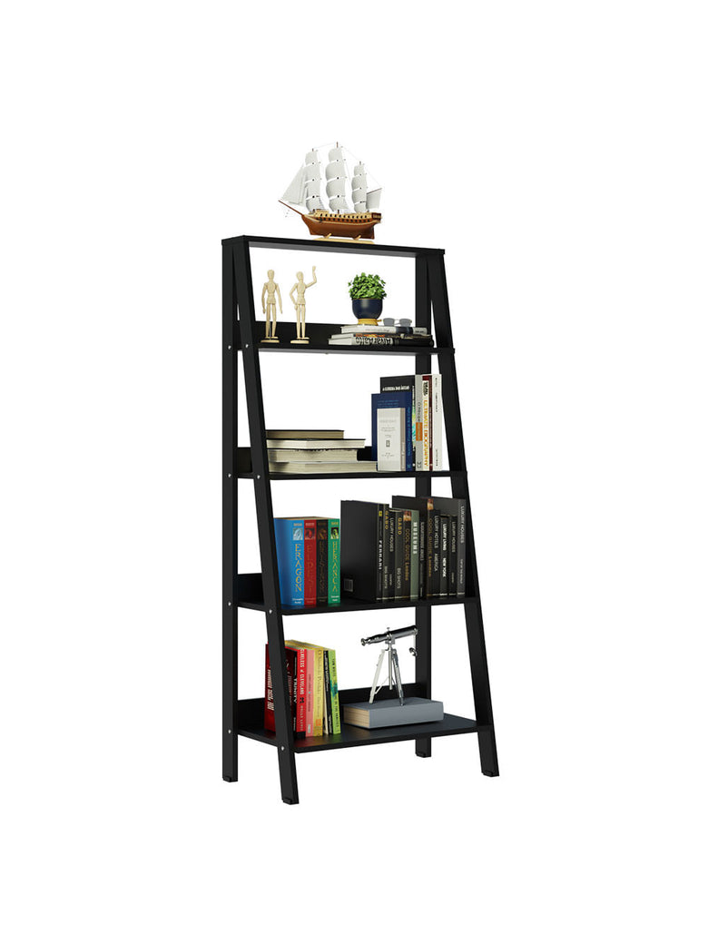 Conjunto Escritório Home Office com Mesa Industrial + Estante Escada Preto  Madesa