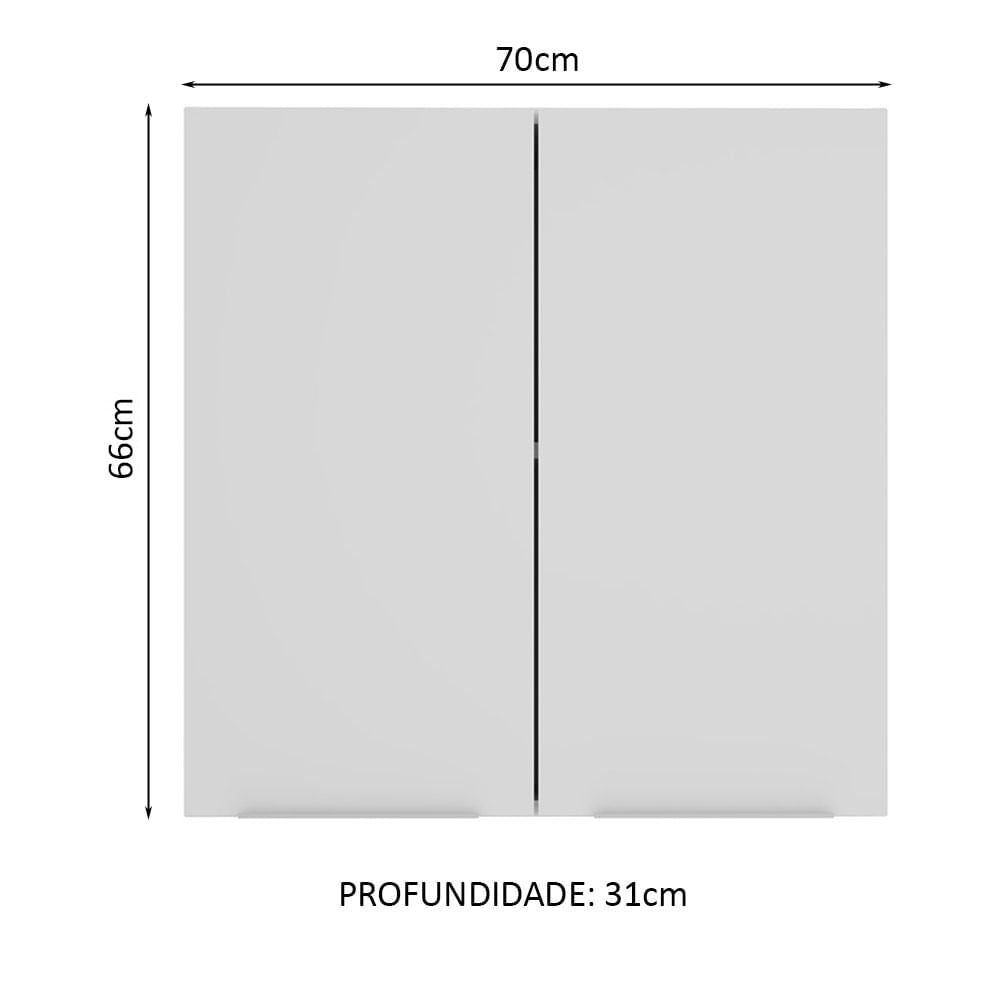 Armário Aéreo 70 cm 2 Portas Branco Stella Madesa - Branco