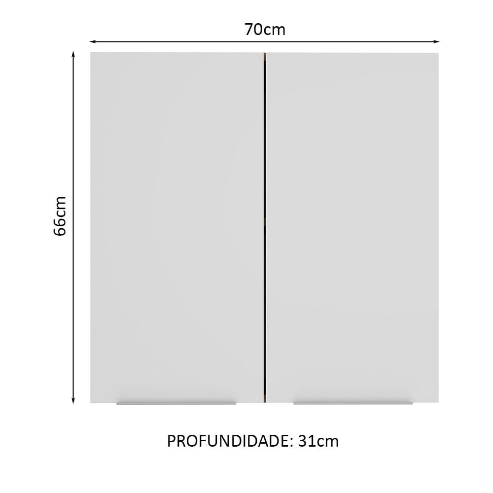 Armário Aéreo 70 cm 2 Portas Rustic/Branco Stella Madesa - Rustic/Branco