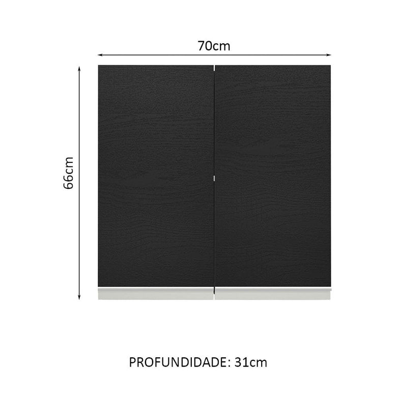 Armário Aéreo 70 cm 2 Portas Branco/Preto Glamy Madesa