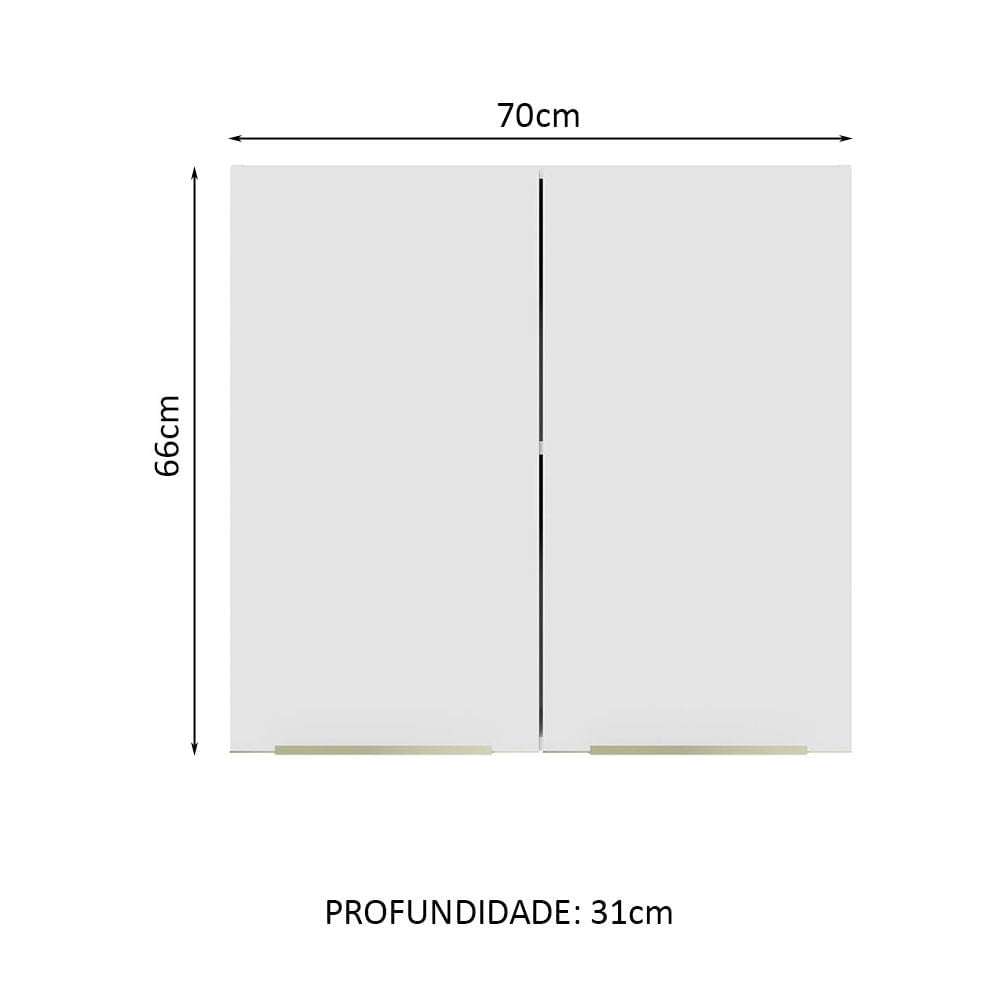 Armário Aéreo 70 cm 2 Portas Branco/Branco Veludo Lux Madesa - Branco/Branco Veludo