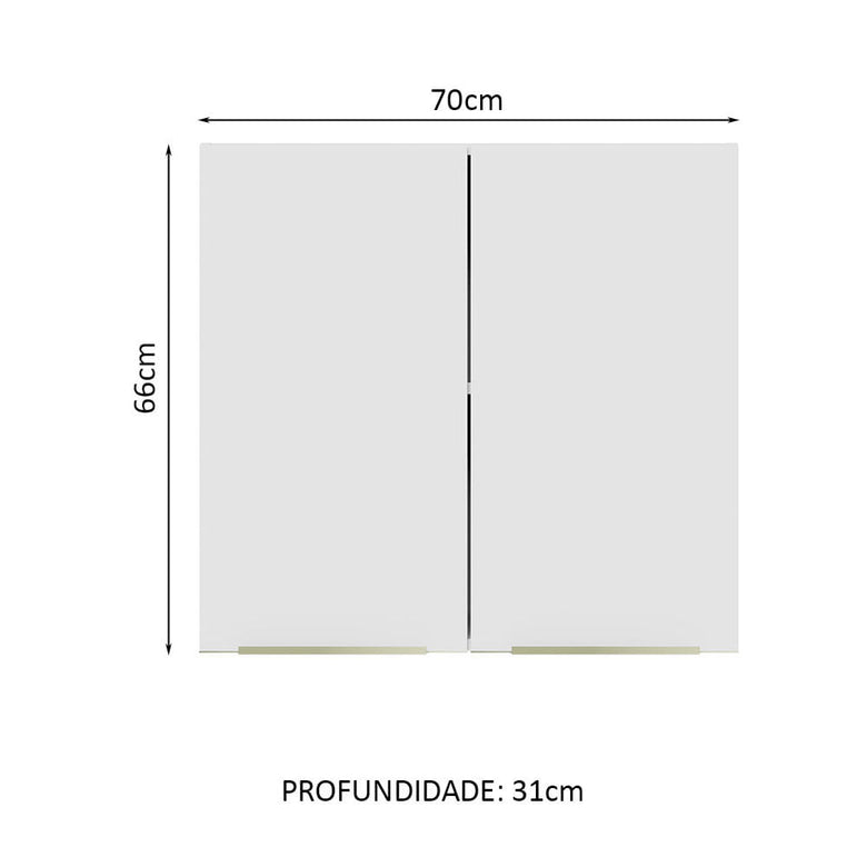 Armário Aéreo 70 cm 2 Portas Branco/Branco Veludo Lux Madesa
