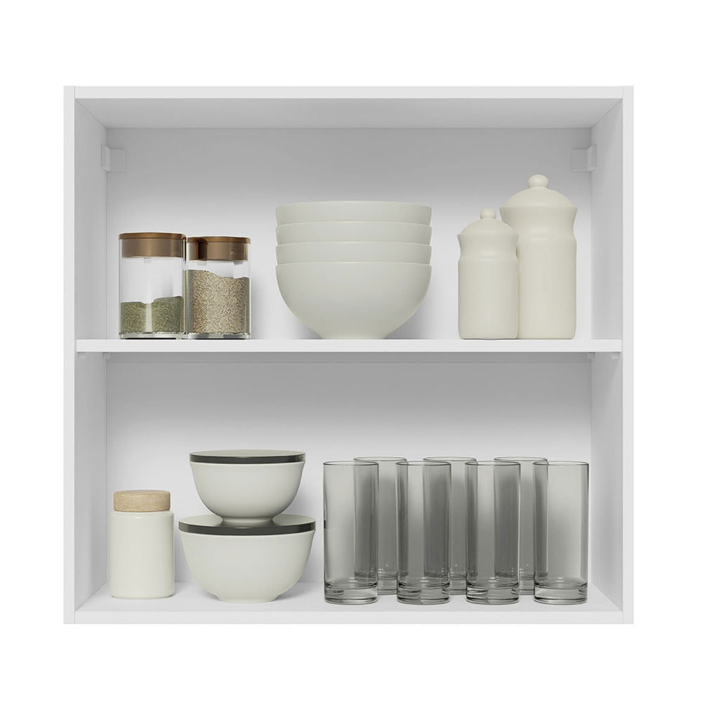 Armário Aéreo 70 cm 2 Portas Branco/Branco Veludo Lux Madesa