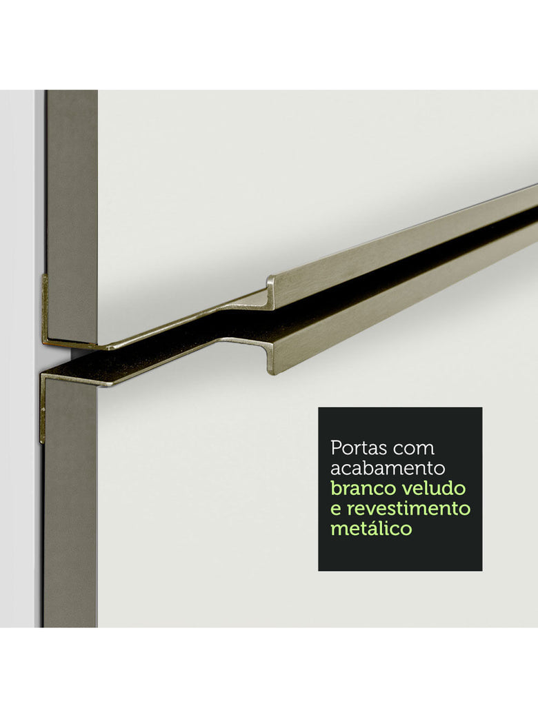 Armário Aéreo 70 cm 2 Portas Branco/Branco Veludo Lux Madesa