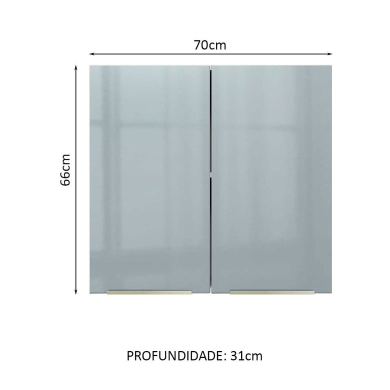 Armário Aéreo 70 cm 2 Portas Branco/Cinza Lux Madesa
