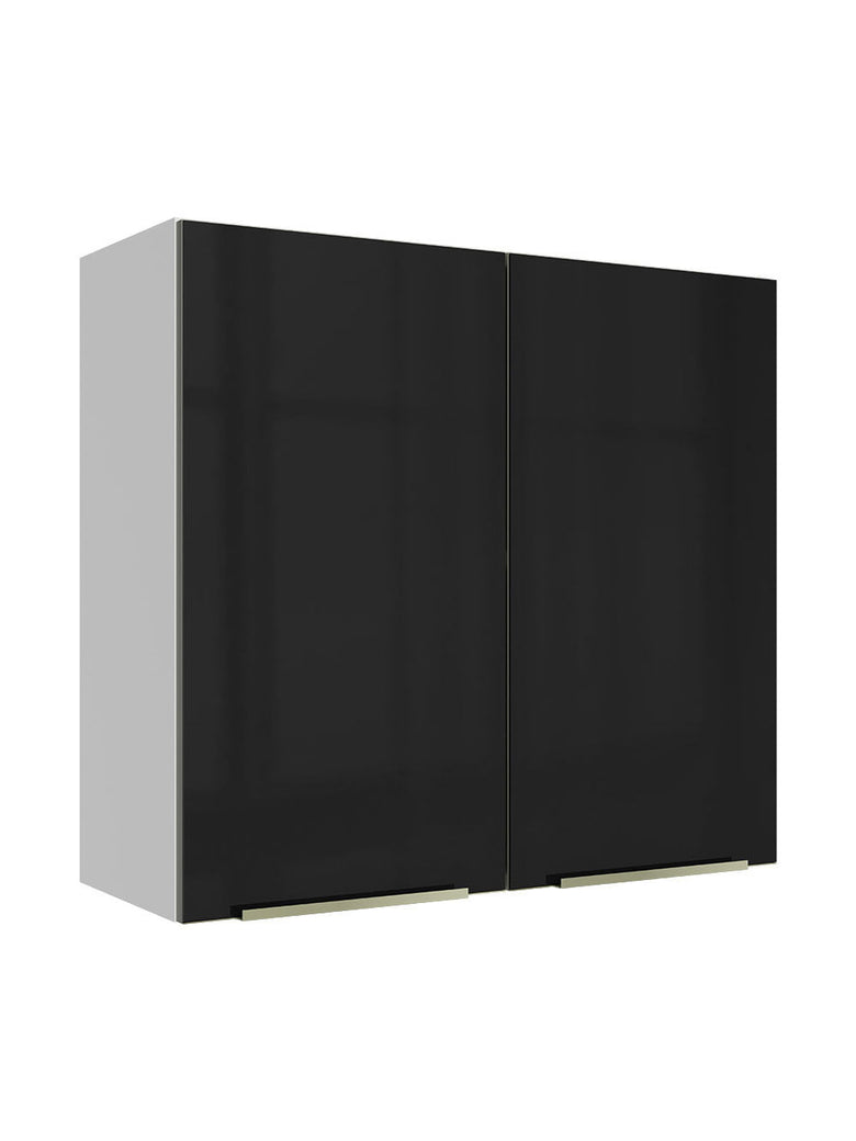 Armário Aéreo 70 cm 2 Portas Branco/Preto Lux Madesa