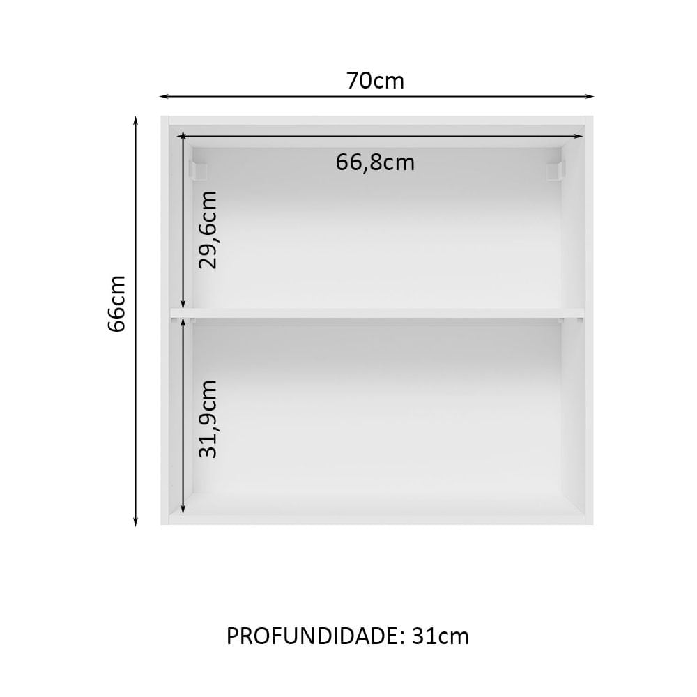 Armário Aéreo 70 cm 2 Portas Branco/Preto Lux Madesa