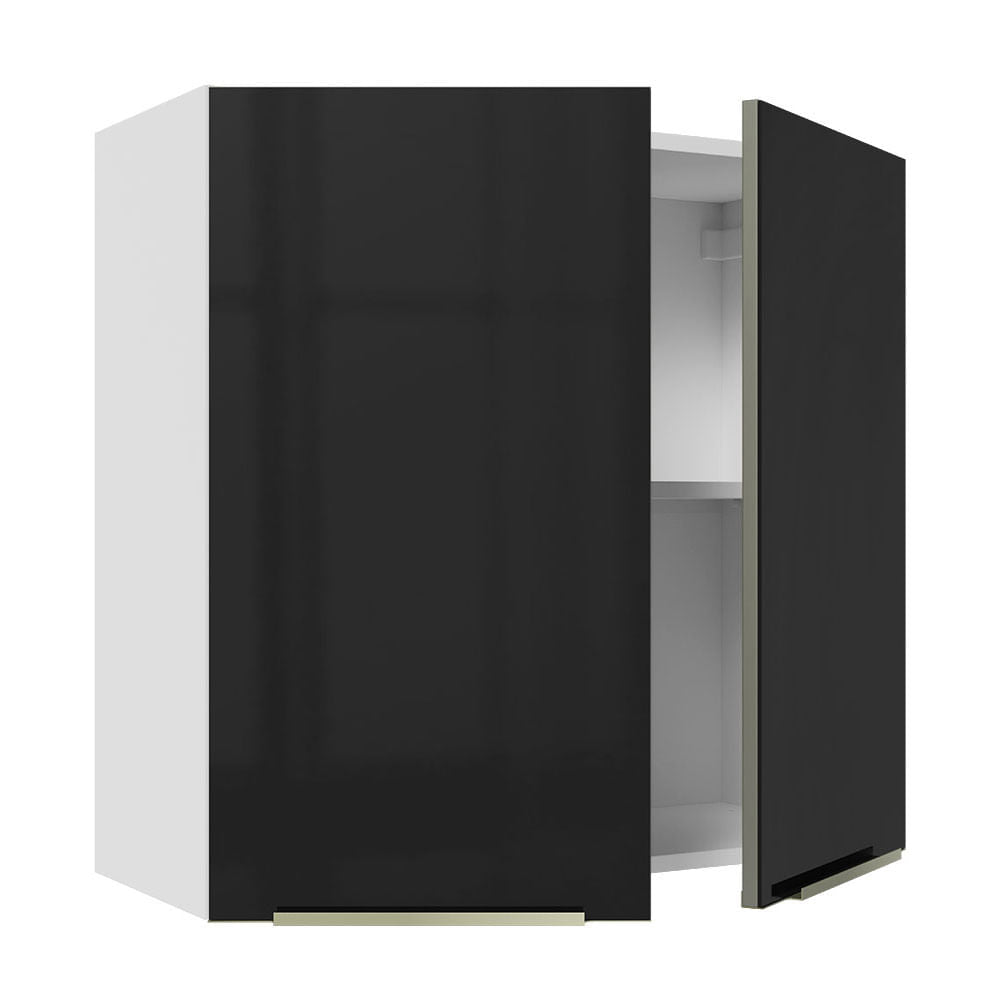 Armário Aéreo 70 cm 2 Portas Branco/Preto Lux Madesa
