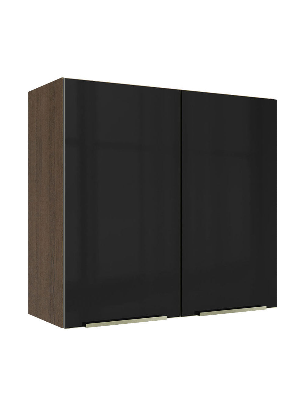 Armário Aéreo 70 cm 2 Portas Rustic/Preto Lux Madesa - Rustic/Preto