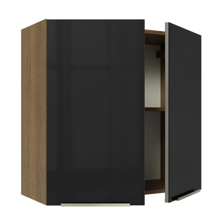 Armário Aéreo 70 cm 2 Portas Rustic/Preto Lux Madesa