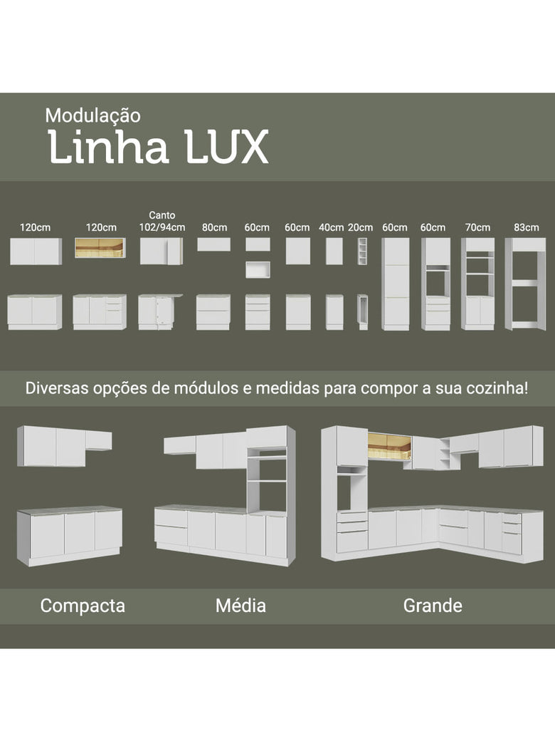 Armário Aéreo 70 cm 1 Porta Branco/Branco Veludo Lux Madesa