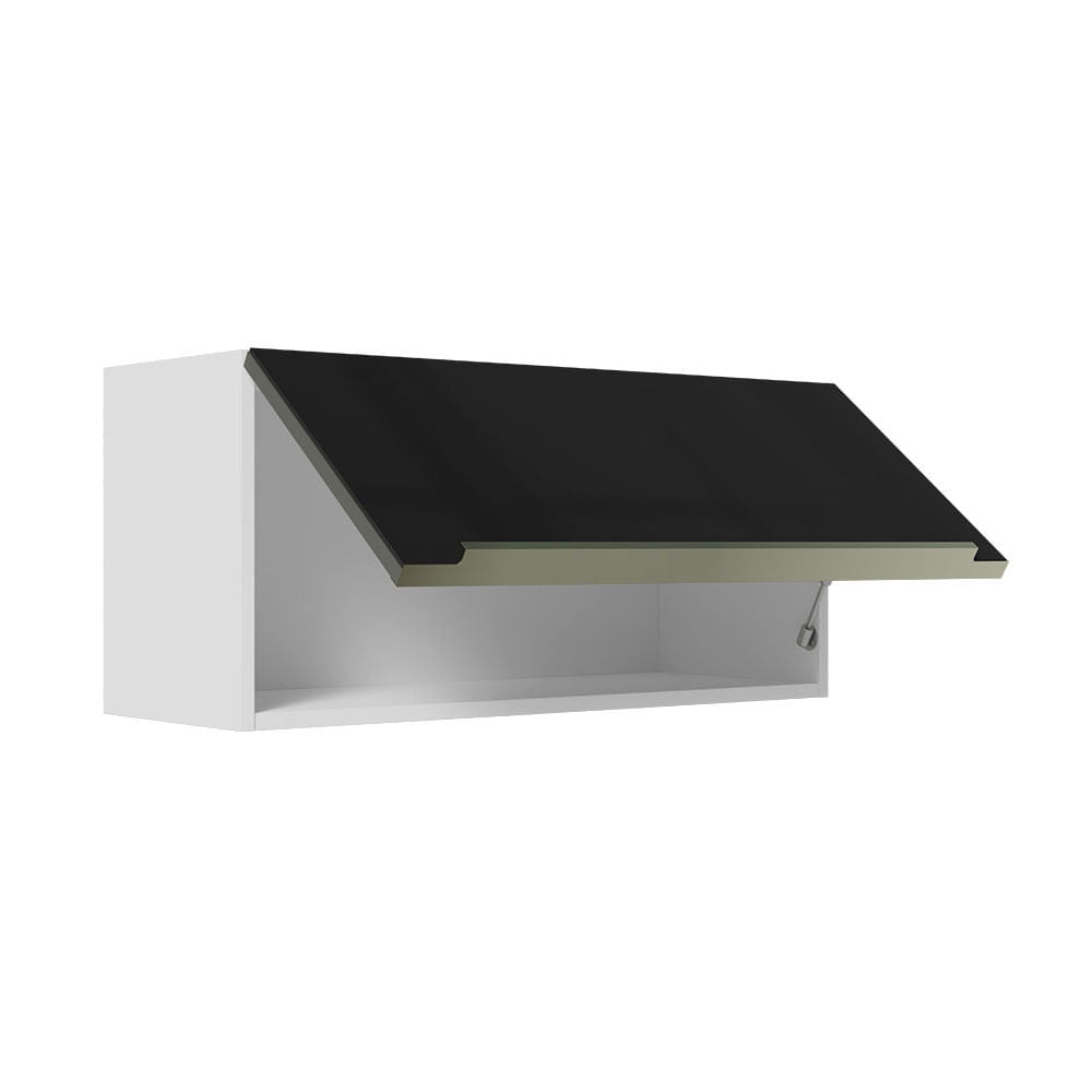 Armário Aéreo 70 cm 1 Porta Branco/Preto Lux Madesa