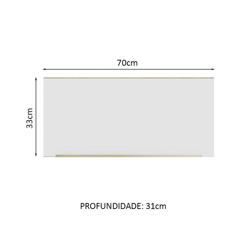 Armário Aéreo 70 cm 1 Porta Rustic/Branco Veludo Lux Madesa - Rustic/Branco Veludo