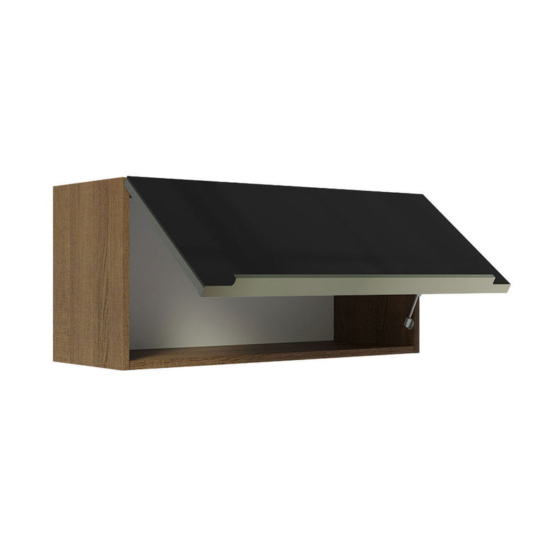 Armário Aéreo 70 cm 1 Porta Rustic/Preto Lux Madesa