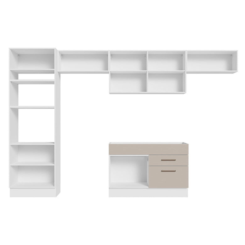 Armário de Cozinha Completa 350cm Branco/Crema Agata Madesa 01