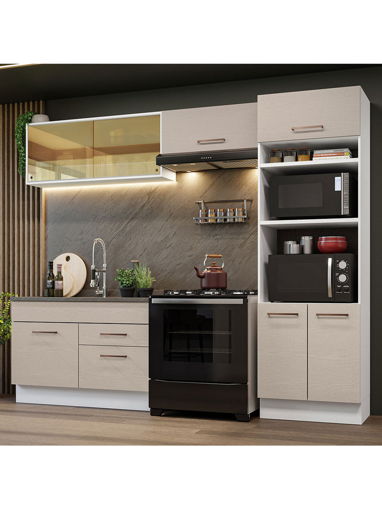 Armário de Cozinha Completa 270cm Branco/Crema Agata Madesa 05