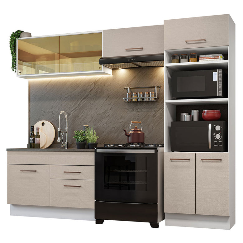 Armário de Cozinha Completa 270cm Branco/Crema Agata Madesa 05
