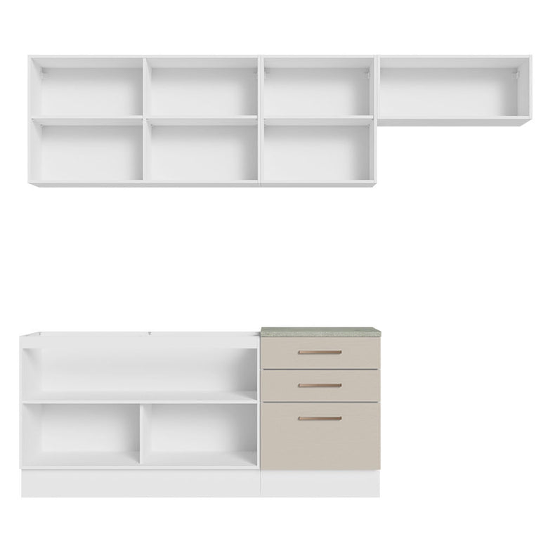 Armário de Cozinha Completa 260cm Branco/Crema Agata Madesa 02