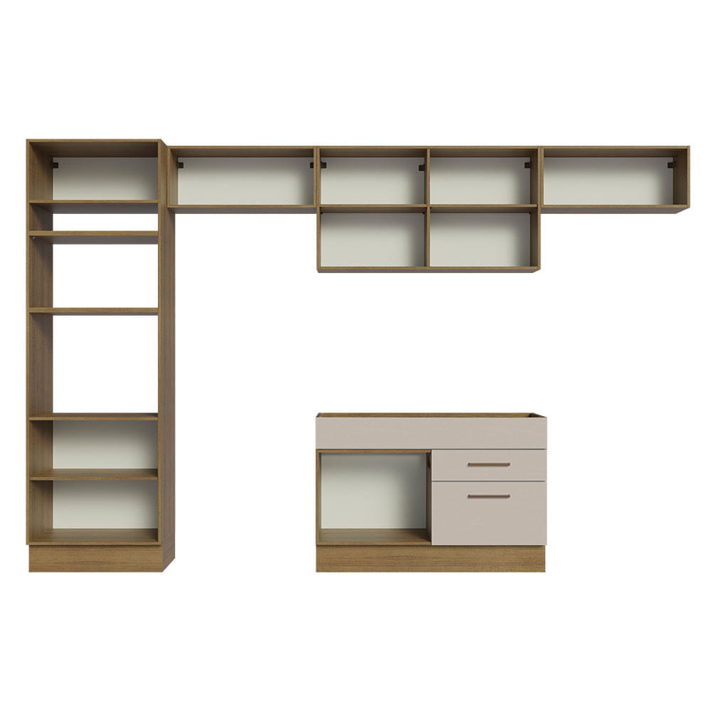 Armário de Cozinha Completa 350cm Rustic/Crema Agata Madesa 01