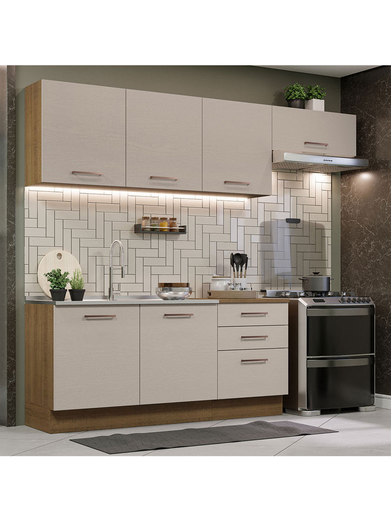 Armário de Cozinha Completa 260cm Rustic/Crema Agata Madesa 02