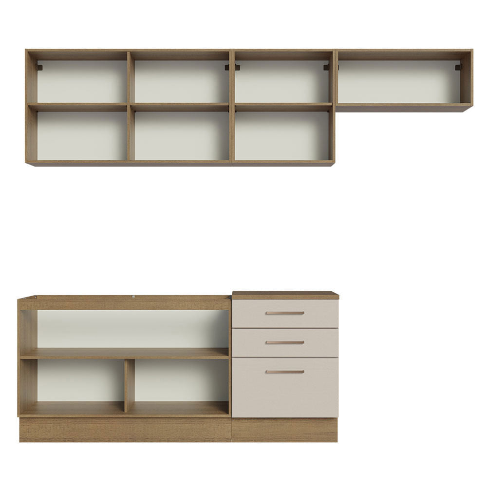 Armário de Cozinha Completa 260cm Rustic/Crema Agata Madesa 02