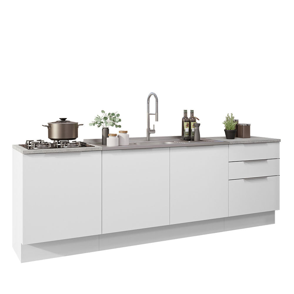 Armário de Cozinha Compacta 240cm Branco Stella Madesa 01 - Branco