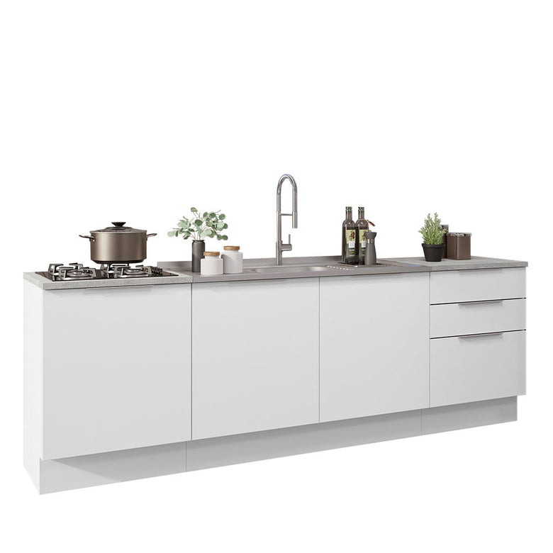 Armário de Cozinha Compacta 240cm Branco Stella Madesa 01