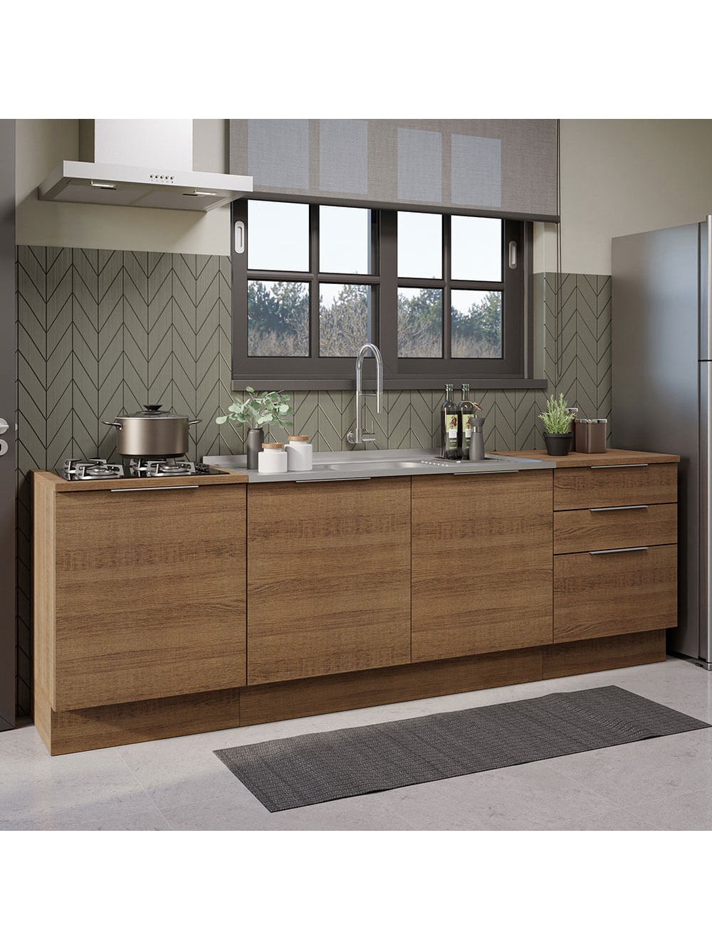 Armário de Cozinha Compacta 240cm Rustic Stella Madesa 01 - Rustic